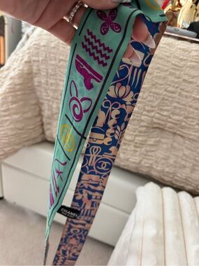 CHANEL Kids Hair Ribbon in Teal, Blue, Purple and Yellow